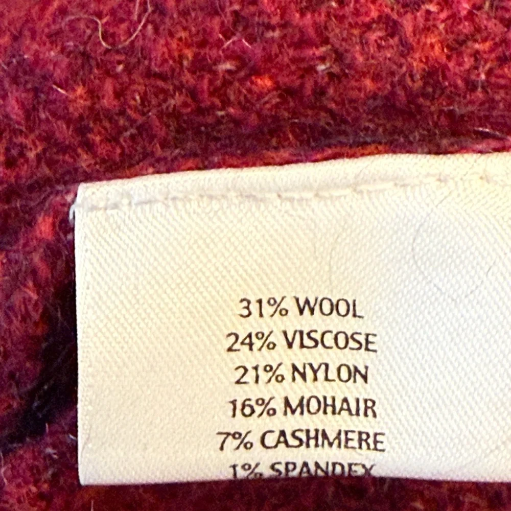 Eileen Fisher Cranberry Red Lightweight Wool/Mohair Open Cardigan Size Small - Picture 9 of 10